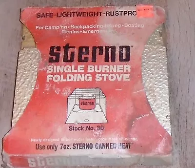 Vintage STERNO Folding Camp Stove Single Burner Hiking Backpack Picnic Survival • $15