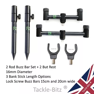 2 Rod Buzz Bars Banks Stick Rod Rest Set 16mm Diameter All Black 3 Size Options • £17.99
