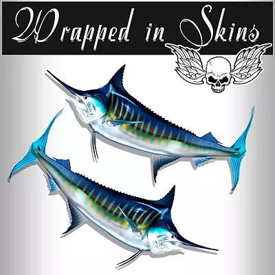 Striped Marlin Decals Fish Stickers Tackle Box RV Truck Trailer AFP-0071 • $3.14