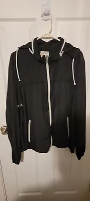 Mossimo Jacket Hoodie Men's SizeXL Full Zip Black Windbreaker Retro Nylon • $7