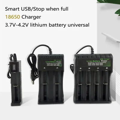 4 Slots USB Intelligent Battery Charger For 18650 14500 10440 Li-ion Batteries • £7.19