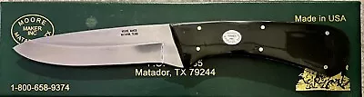 Moore Maker Polished Buffalo Horn Drop Point Skinner Knife W/Case • $149.99