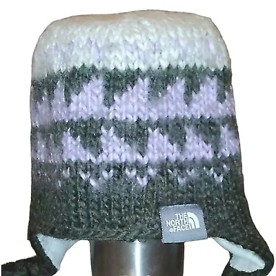 The North Face Wool Blend Knit Beanie Hat Ear Flaps Braided Hat One Size • $19.99