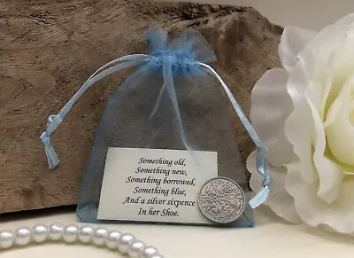 £2.99 • Buy Bride's Silver Sixpence Gift - Something Old, Something Blue, Lucky Wedding Coin