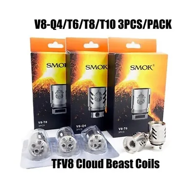 GENUINE SMOK TFV8 COILS Filter CLOUD BEAST V8 Q4 X4 T8 T10 Replacement Coil 3pk  • £9.99