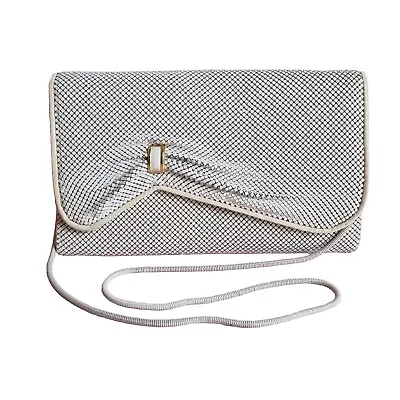 Vintage Glomesh Style ~ White Bag Mesh Clutch Handbag Purse~ Retro  • $44