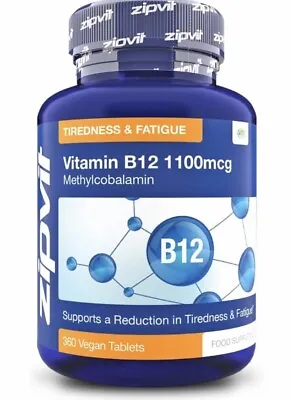 Zipvit Vitamin B12 360 Vegan Tablets High Strength 1100mcg Methylcobalamin • £8.96