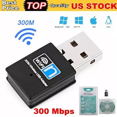 Mini USB Wifi Adapter Dongle 300Mbps Wireless Lan Internet For Desktop PC Laptop • $8.99