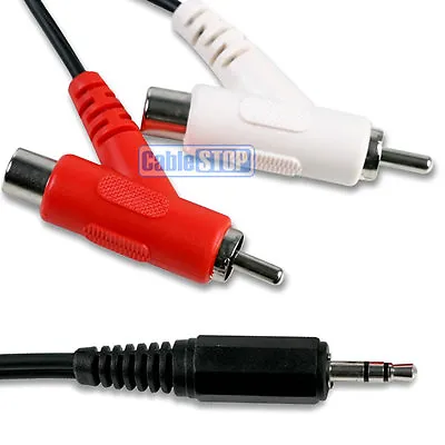 3m 3.5mm Mini STEREO JACK To 2x RCA Male & Female STACKABLE PHONO Audio CABLE • £4.65