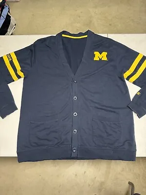 Vintage 80s Michigan Sweater 2XL Go Blue Football Champion Cardigan Wolverines • $21.99