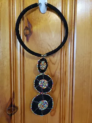 Handmade Maasai Kenyan Jewelry With Glass Beads And Pendants 15  Long  • $35