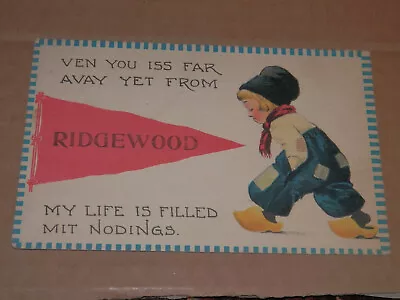 $5.45 • Buy Ridgewood Nj - 1910's Postcard - Dutch Boy Pennant Greetings - Bergen County
