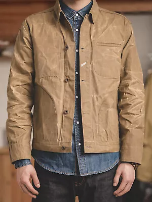 Maden Men's Waxed Canvas Cotton Jacket Military Work Jacket Khaki High Quality • $61.46