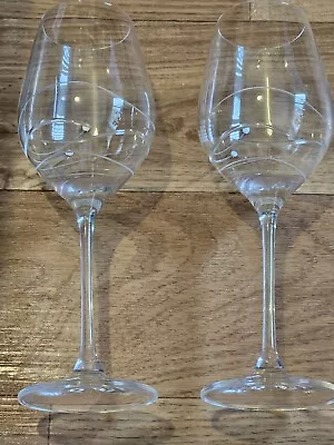 Dartington Glitz Wine Goblets With Swarovski Elements. Pair 23cm High • £14.95