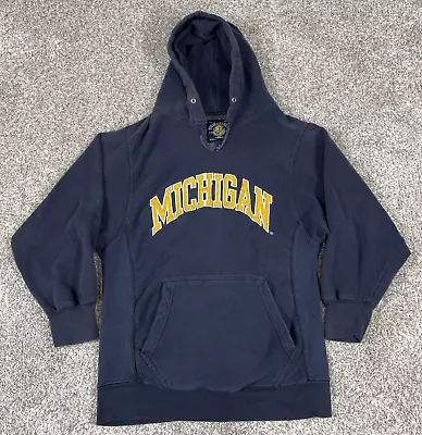 Michigan Wolverines Hoodie Men Extra XS Small Sweater Gold Spell Out VTG 90s Y2K • $5.99