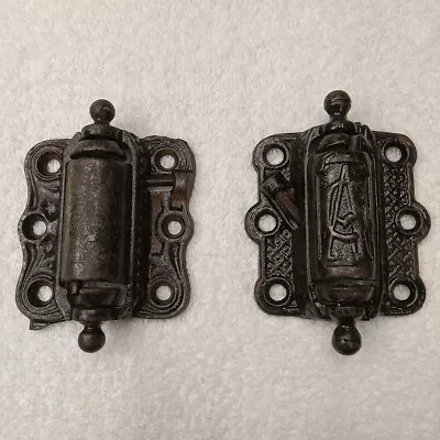 Antique / Vintage  AC  Cast Iron Spring Loaded Hinges  • $28