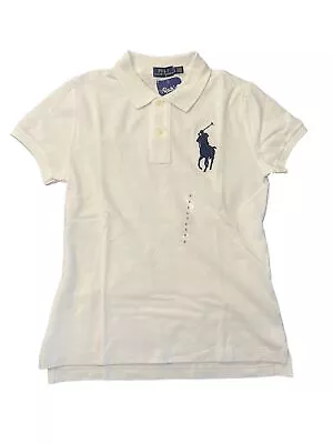 POLO RALPH LAUREN White Women's Skinny Fit Big Pony Polo Shirt Medium NWOT • $52.55