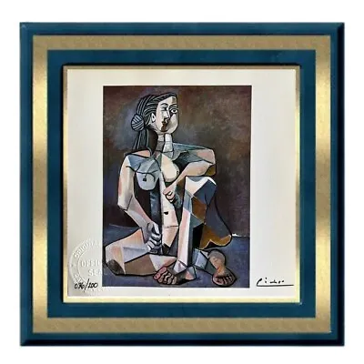 Pablo Picasso Original Signed Print Hand-Tipped Seated Woman 1953 • $72