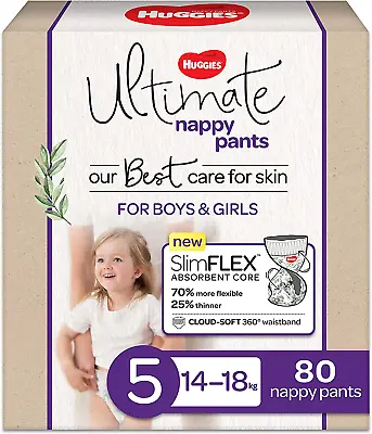 $70.52 • Buy Ultimate Nappy Pants Size 5 (14-18 Kg) 80 Count