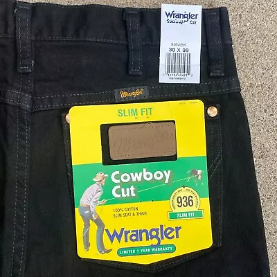 NWT Wrangler Cowboy Cut Slim Fit Denim Jeans Shadow Black 30x38 936WBK • $39.99