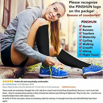 £11.20 • Buy 3-Pairs S/M L/XL Compression Socks Knee High Tight Graduated Men Women Boy Girl