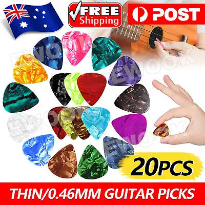 $3.95 • Buy 20x Multicolor Celluloid Acoustic Electric Guitar Picks Plectrums Thin 0.46mm