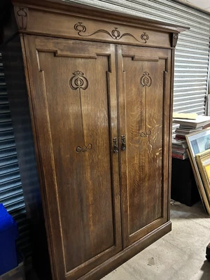 £1000 • Buy Arts And Crafts Oak Linen Press Cupboard With Internal Drawers & Shelves