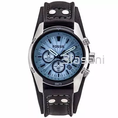 Fossil CH2564 Men's Coachman Quartz Stainless Steel Black Cuff Watch 45mm • $124.96