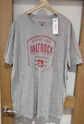 Salt Rock Large Logo XXL Grey Red Orange Rise Crew Neck Single Stitch T Shirt NT • £12.99