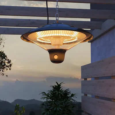 Patio Heater Hanging Halogen Heat Lamp Outdoor Gazebo Heating Electric & Remote • £69.95