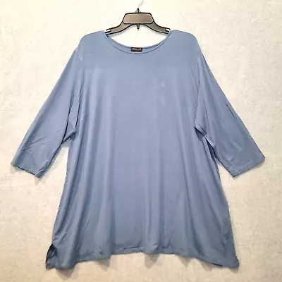 J Jill Shirt Womens Size 2X Blue Scoop Neck 3/4 Sleeve Tunic Stretch Popover Top • $21.21