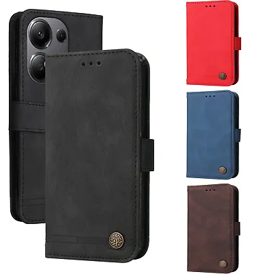 Skin Feel PU Leather Wallet Case Phone Cover For Xiaomi Poco X6 M6 Note 13 Pro • $14.29