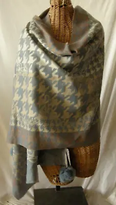 Scarf By G (George) Houndstooth Design 26  X 70 Acrylic Blue &Tan Brand New • $13.99