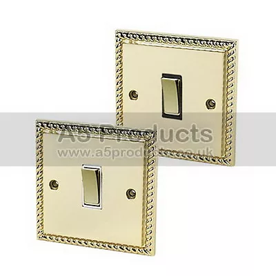 10 Amp Intermediate Single Light  Switch 1 Gang Polished Mirror Brass Georgian • £10.59