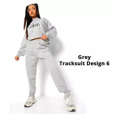 Women Casual Tracksuit 2PCS Crew Neck Crop Joggers Sweat Pants Lounge Wear Set • £13.99