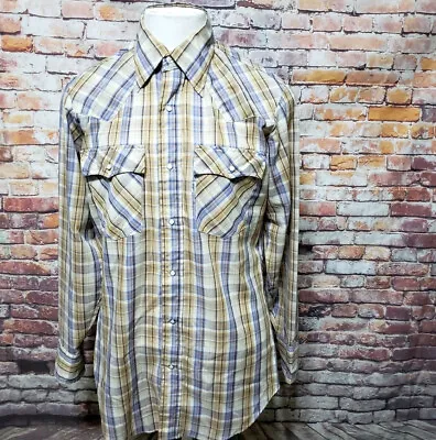 Levi's Men Size M Check Multicolor Cotton Pearl Snap L/S Casual Western Shirt • $14.99