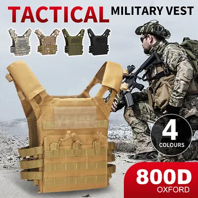 Military Tactical Vest JPC Airsoft Molle Combat Plate Carrier Paintball Hunting • $32.99