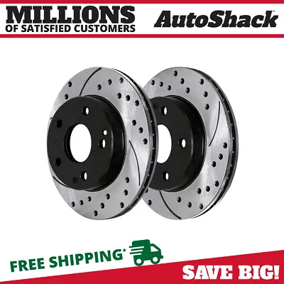 Front Drilled Slotted Brake Rotors Black Pair 2 For Mercedes CLK350 C280 SLK280 • $79.62