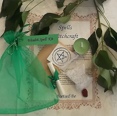 Wealth  Spell Kit  Votive Candle  Magic Wicca Created By A Witch • £4.95