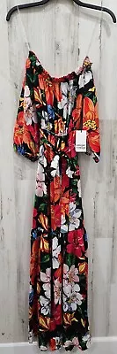 UNIQUE VINTAGE Size XS Black &Multicolored Floral Off The Shoulder Maxi Dress • $30.40