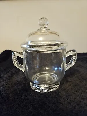 EAPG Greentown Glass Pleat Band Crystal Sugar Bowl • $12.50