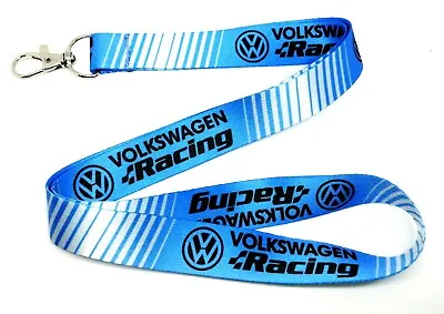 5X VW DUB RACING BLUE POLO GOLF PASSAT GTI R32 Lanyard Neck Strap Keyring Badge. • $21.15