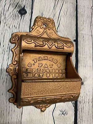 $49.50 • Buy Antique Cast Iron Wall Mount Match Box Safe Holder C. PARKER PAT. 1869 - 1870