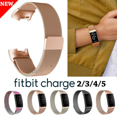 $15.19 • Buy For Fitbit Charge 4 5 Band Metal Stainless Steel Milanese Loop Strap Wristband
