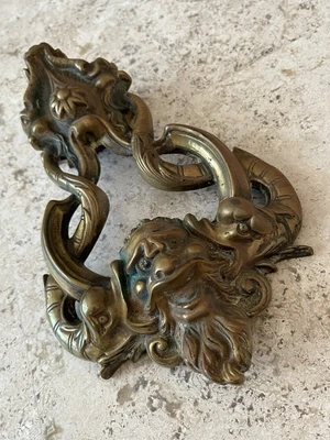 $469 • Buy 9.5  ANTIQUE 4 Lb 1893 VICTORIAN NEW ORLEANS GARGOYLE NEPTUNE FACE DOORKNOCKER