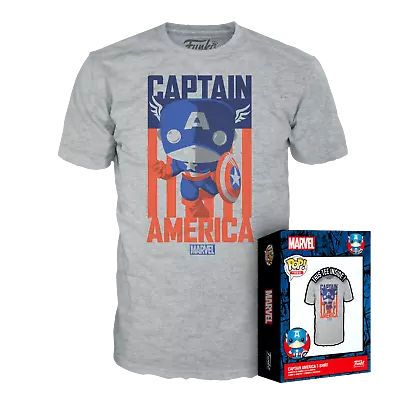 Captain America Boxed Large T-shirt Funko Pop! Marvel Comics In Hand • £11.99