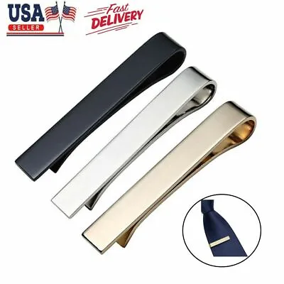 1/3x Mens Stainless Steel Tie Clip Necktie Bar Clasp Clamp Pin Gold Black Silver • $8.83