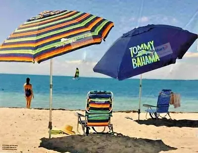 $94 • Buy Tommy Bahama 2M Sand Anchor Beach Umbrella Tilt Outdoor Sun Shade New