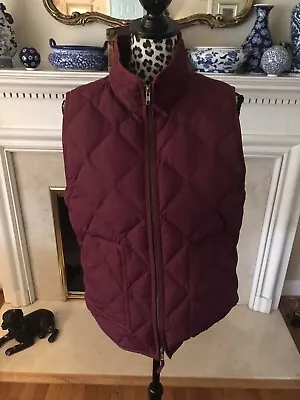 J. Crew Womens Size Large Goose Down Fill Quilted Puffer Vest Cranberry G5 • $19.84