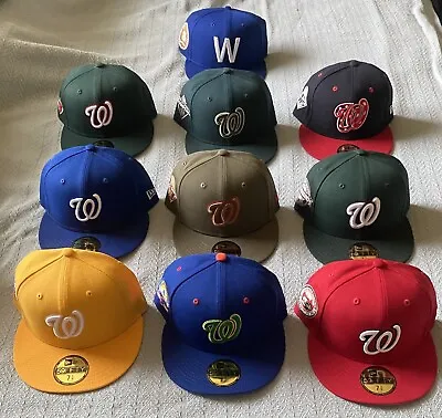 Lot 9 Washington Nationals 7 3/8 59fifty +2 Bonus 9fifty Snapback New Era Hats • $449.95